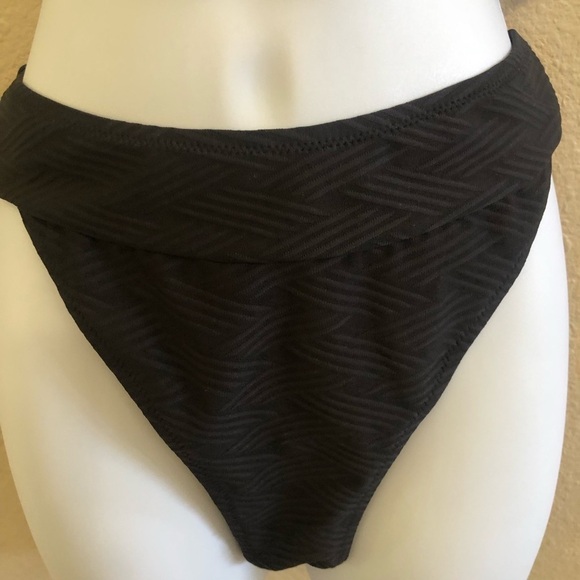 Cups-he Texturized Underwire Light Blue Black High Cut Bikini Set Swimwear SZ M - Picture 6 of 11